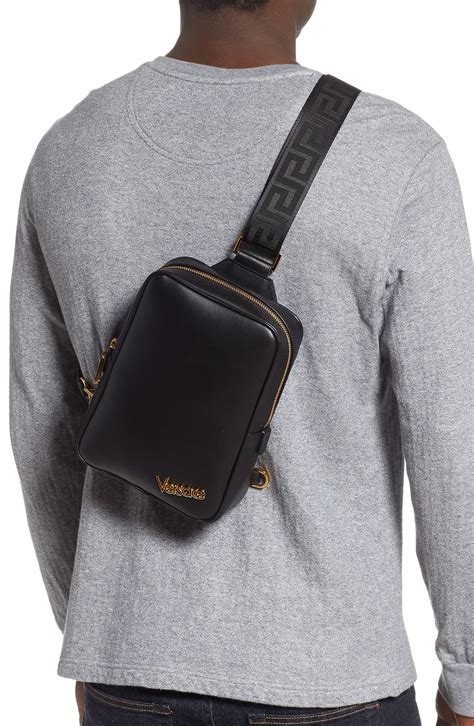 versace black sling bag|versace sling bag men's.